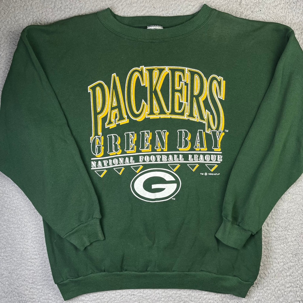 Vintage Green Bay Packers Sweatshirt Men Large Green 90s NFL Crewneck Pullover